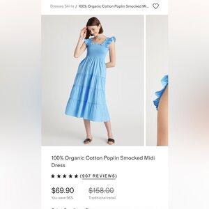 Quince Sky Blue Ruffle Strap Dress